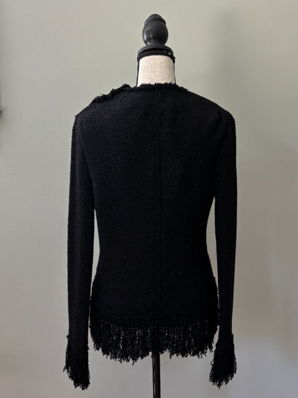 Zara Studio Black Fringe Trim Sweater Small NWT - Picture 4 of 7